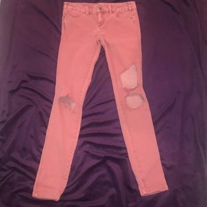 Free People - Pink Ripped Jeans